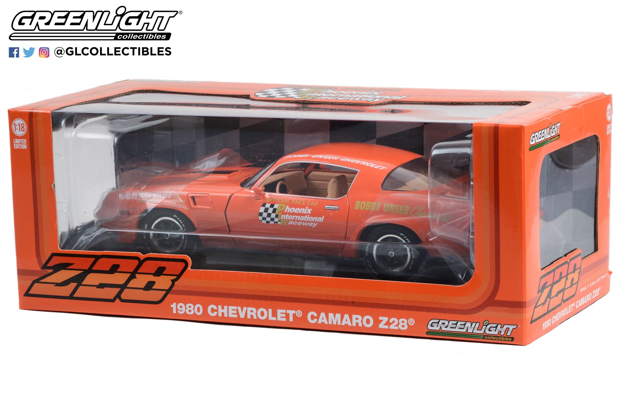 GreenLight 1:18 1980 Chevrolet Camaro Z/28 - 1979 Miller High Life 150 Official Pace Car - Phoenix International Raceway 13647