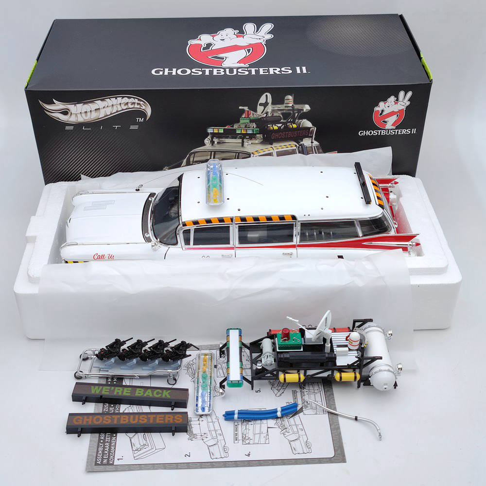 HOT WHEELS 1/18 Cadillac Ghostbusters II ECTO 1A Elite X5470 Diecast Model Toy Car Gift