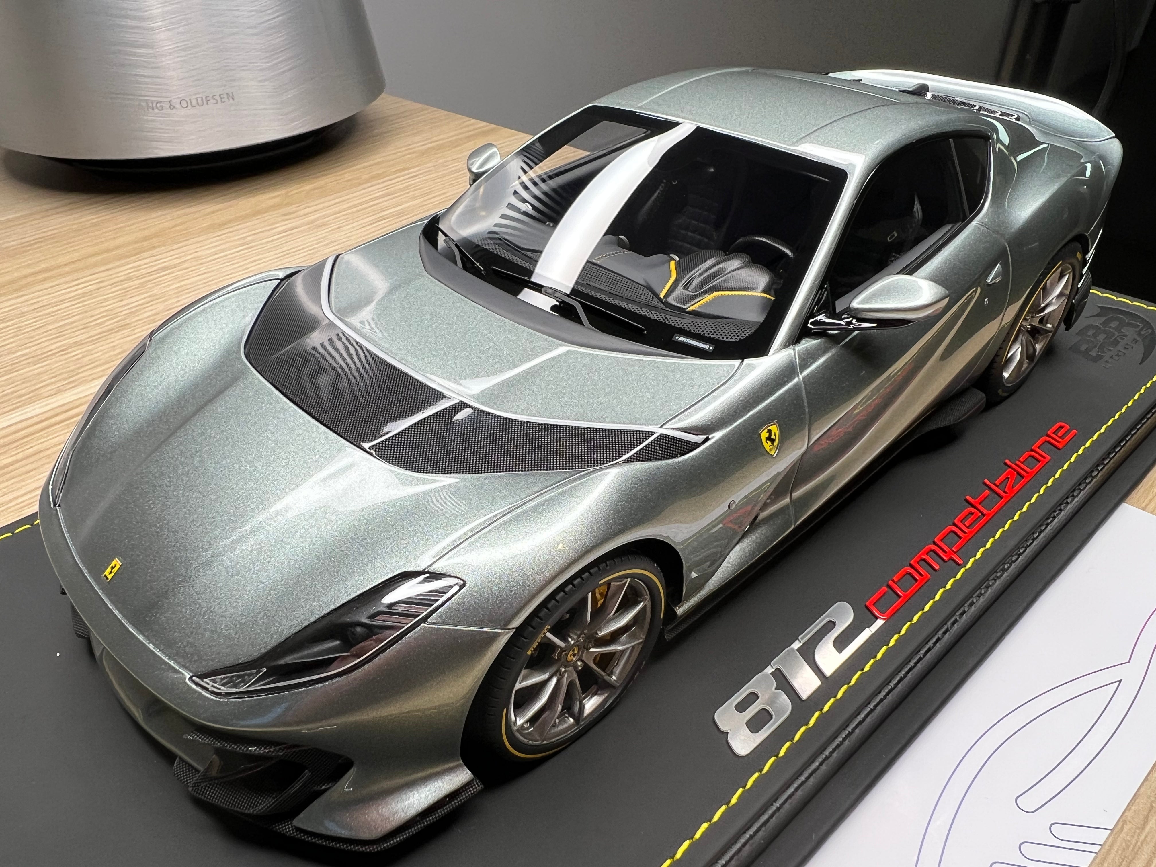 Ferrari 812 Competizione - Coburn grey with horizontal silver fly stripe - 1:18