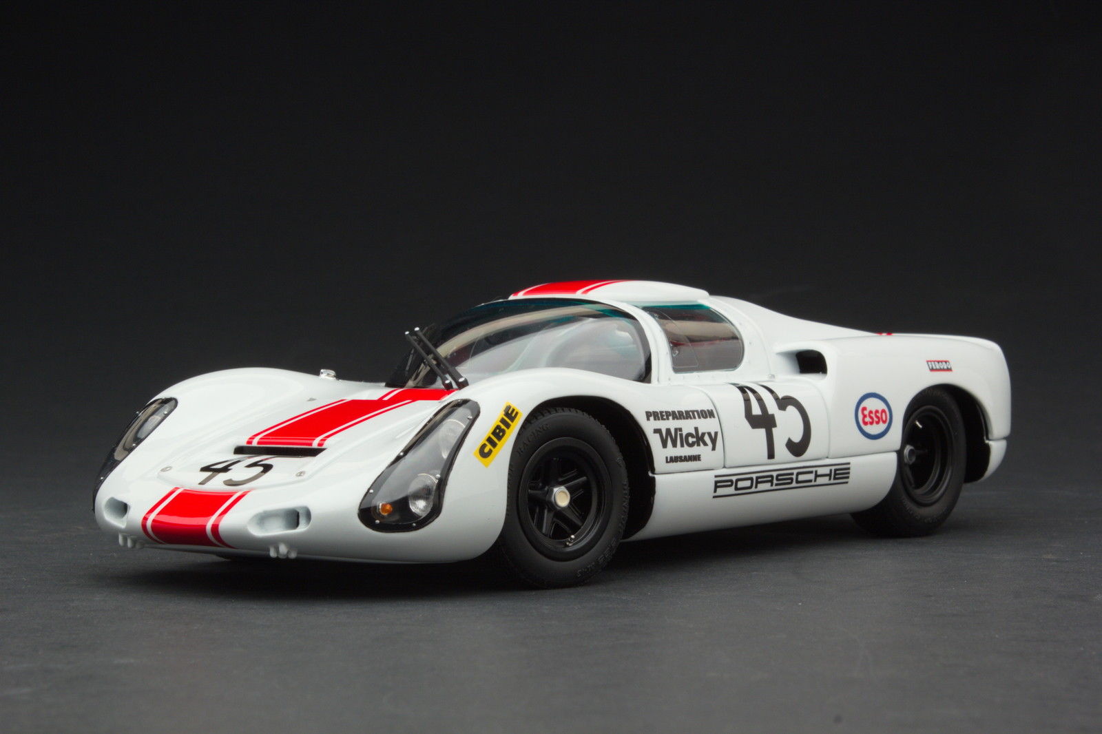 EXOTO 1:18 1968 Porsche 910 #45 Le Mans 24 Hours Jean-Pierre Hanrioud, André Wicky MTB00062B