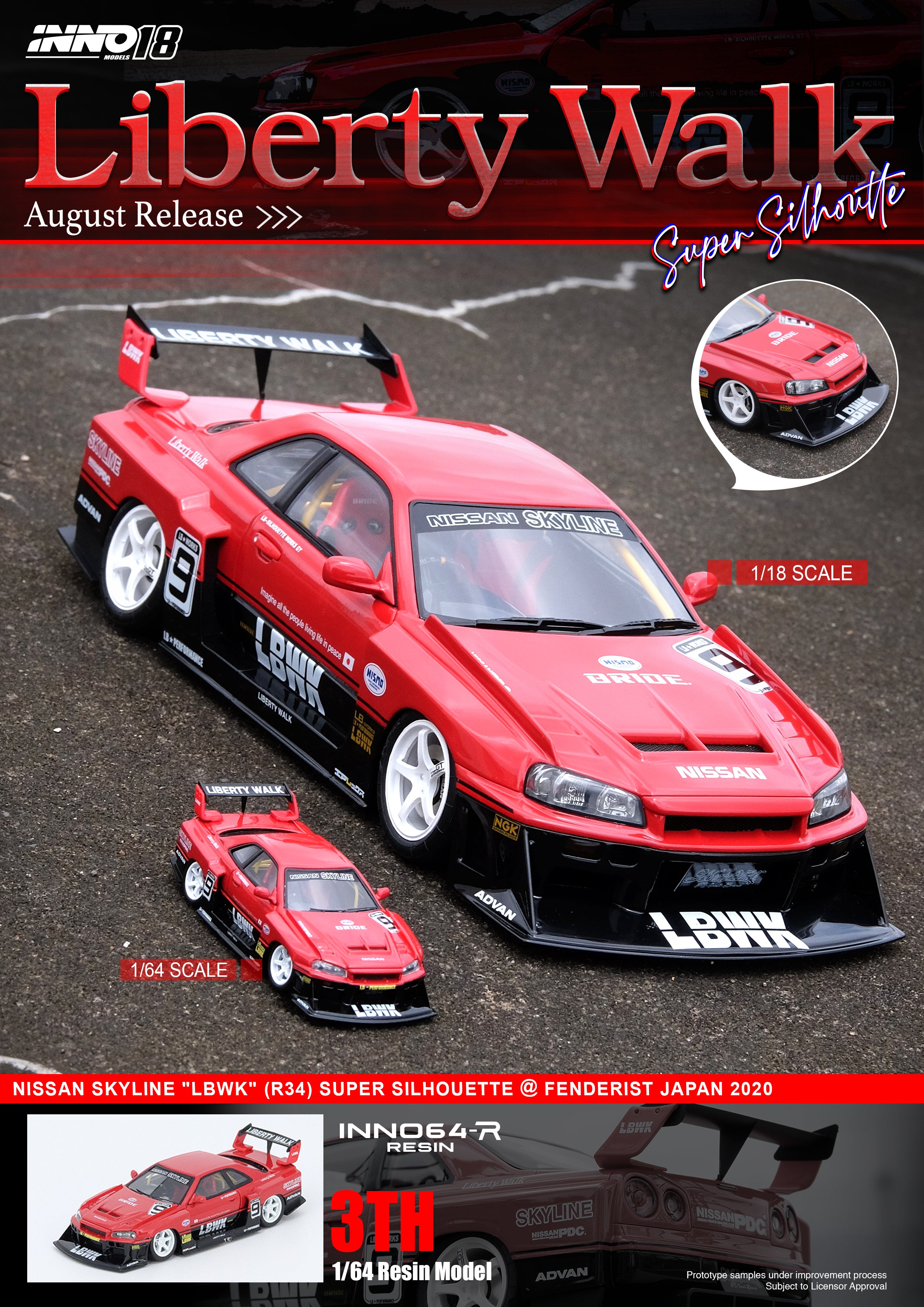 INNO64 1:18 Nissan Skyline (ER34) Super Silhouette