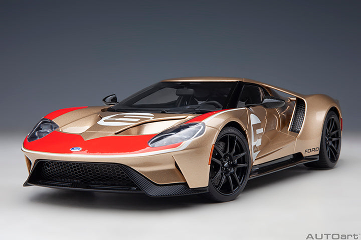 FORD GT HERITAGE EDITION HOLMAN MOODY (GOLD W/ RED & WHITE)