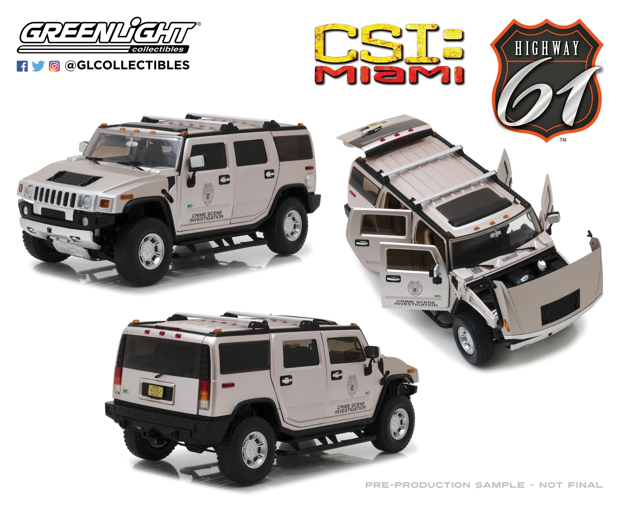 Highway 61 1:18 CSI: Miami (2002-12 TV Series) - 2003 Hummer H2 HWY-18006