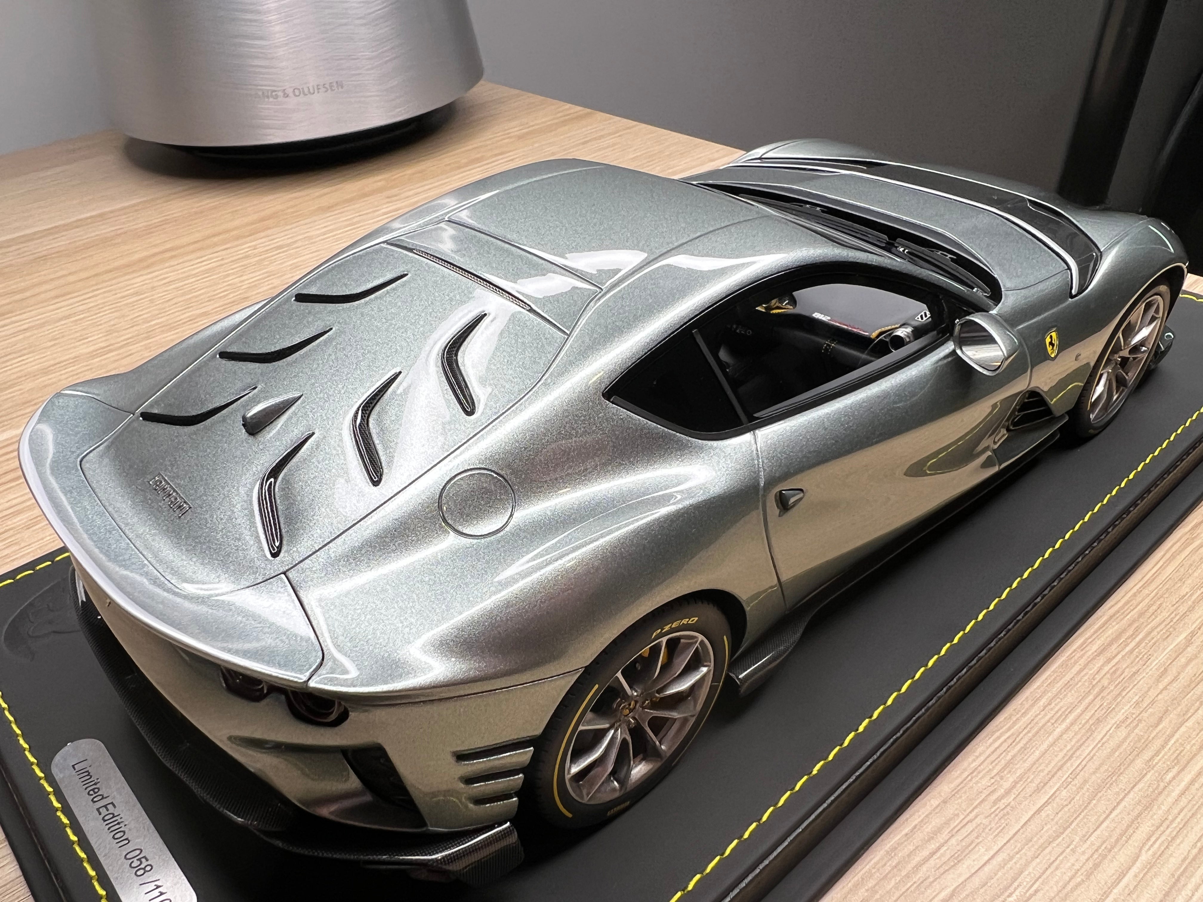 Ferrari 812 Competizione - Coburn grey with horizontal silver fly stripe - 1:18