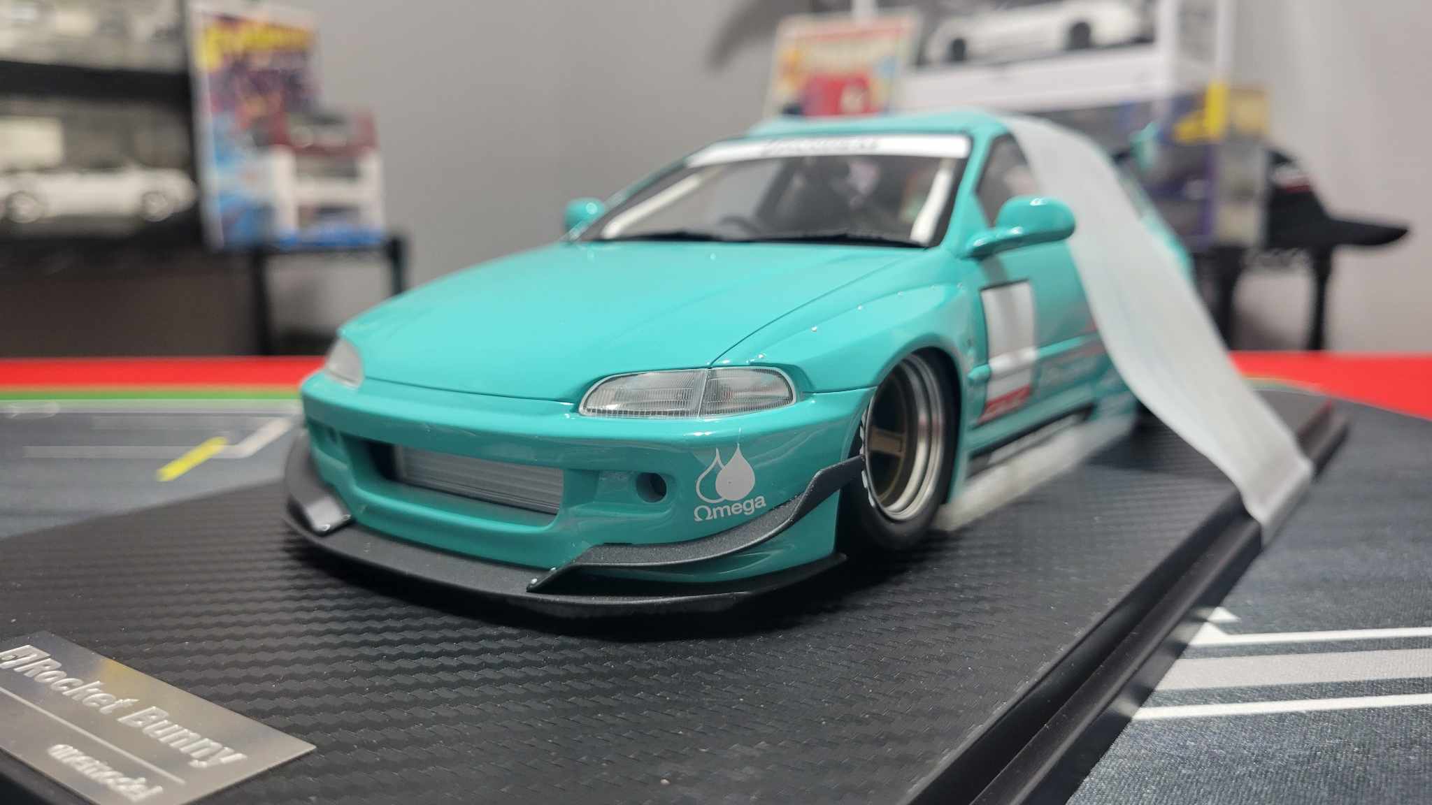 One Model 1:18 Honda Civic EG6 Rocket Bunny in Teal Green