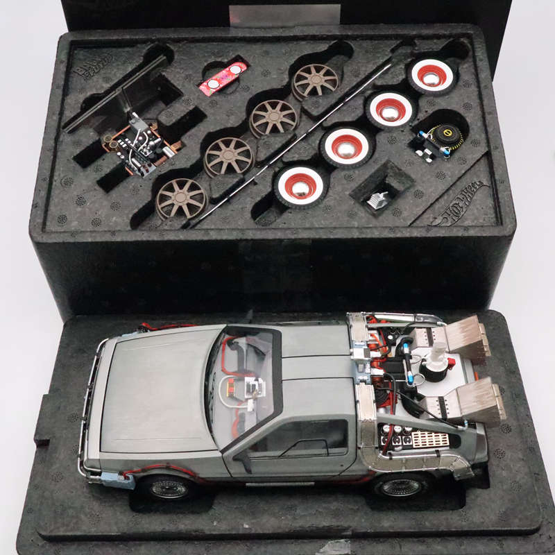 Hot Wheels 1/18 Super Elite Back To The Future Time Machine BLY44 Ultimate Editon Car Models Diecast Toys Hobbies Collection Gifts