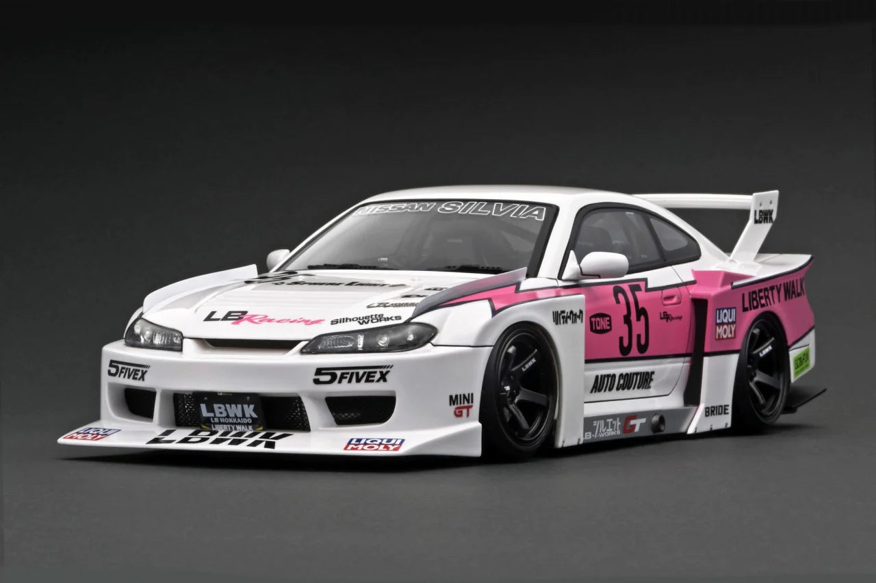 *PREORDER* Ignition Model 1:18 Nissan Silvia (S15) LBWK Super Silhouette in White / Pink