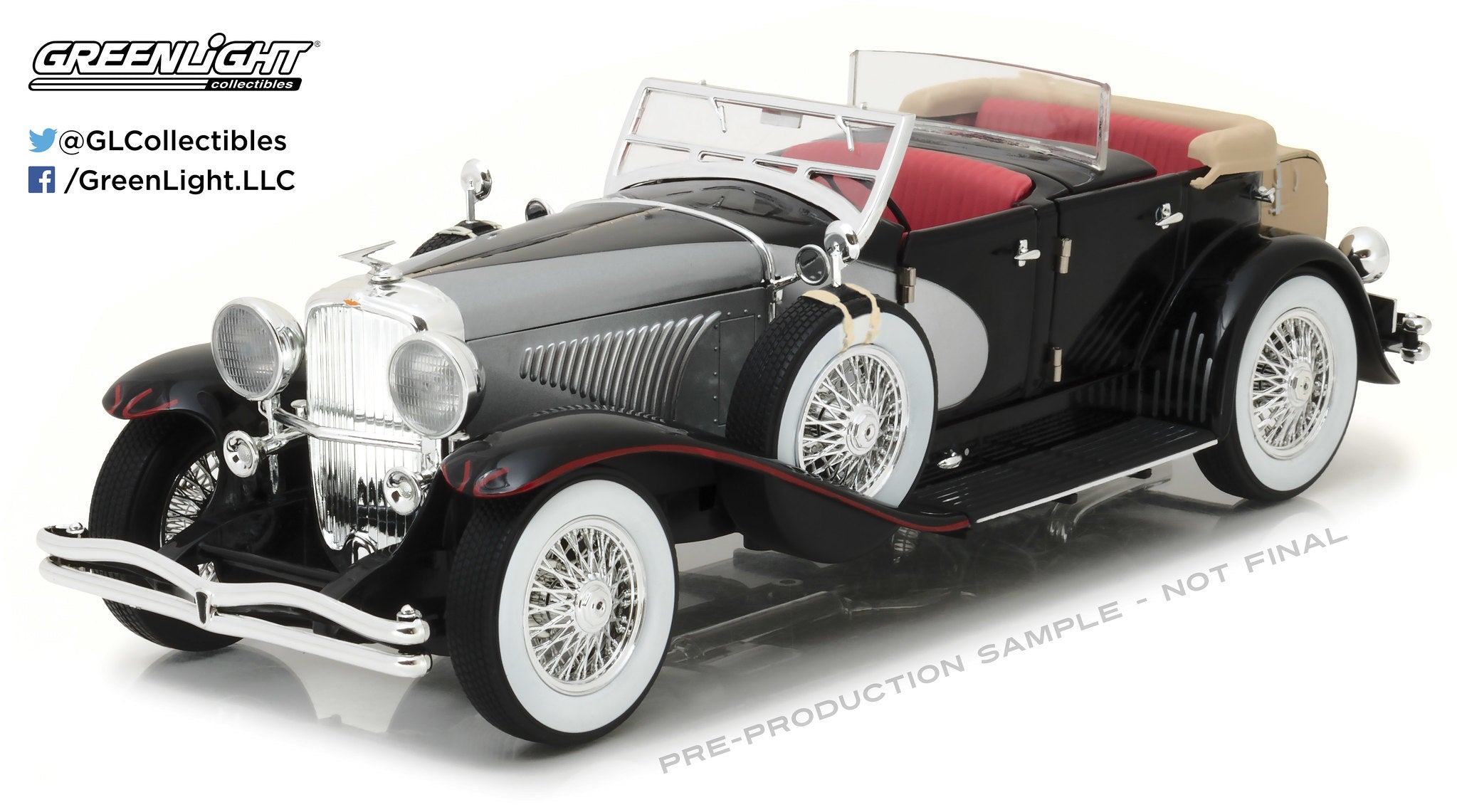 GreenLight 1:18 Duesenberg II SJ - Silver and Black 13504