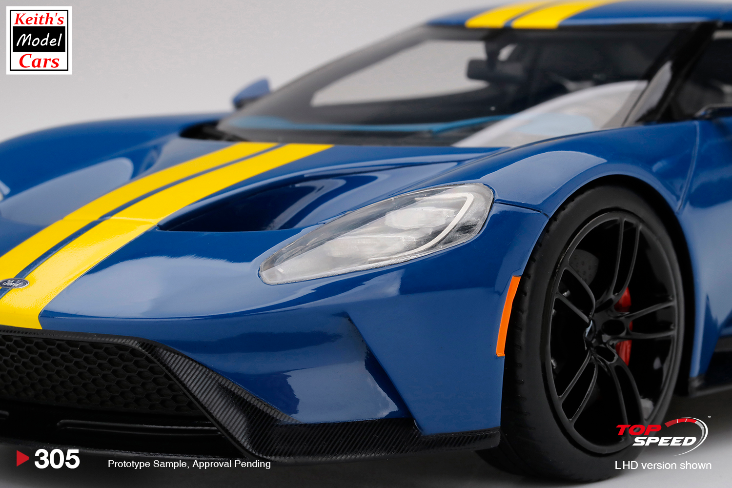[1/18 Scale] Ford GT in Sunoco Blue with Yellow Stripes, by TopSpeed-Models