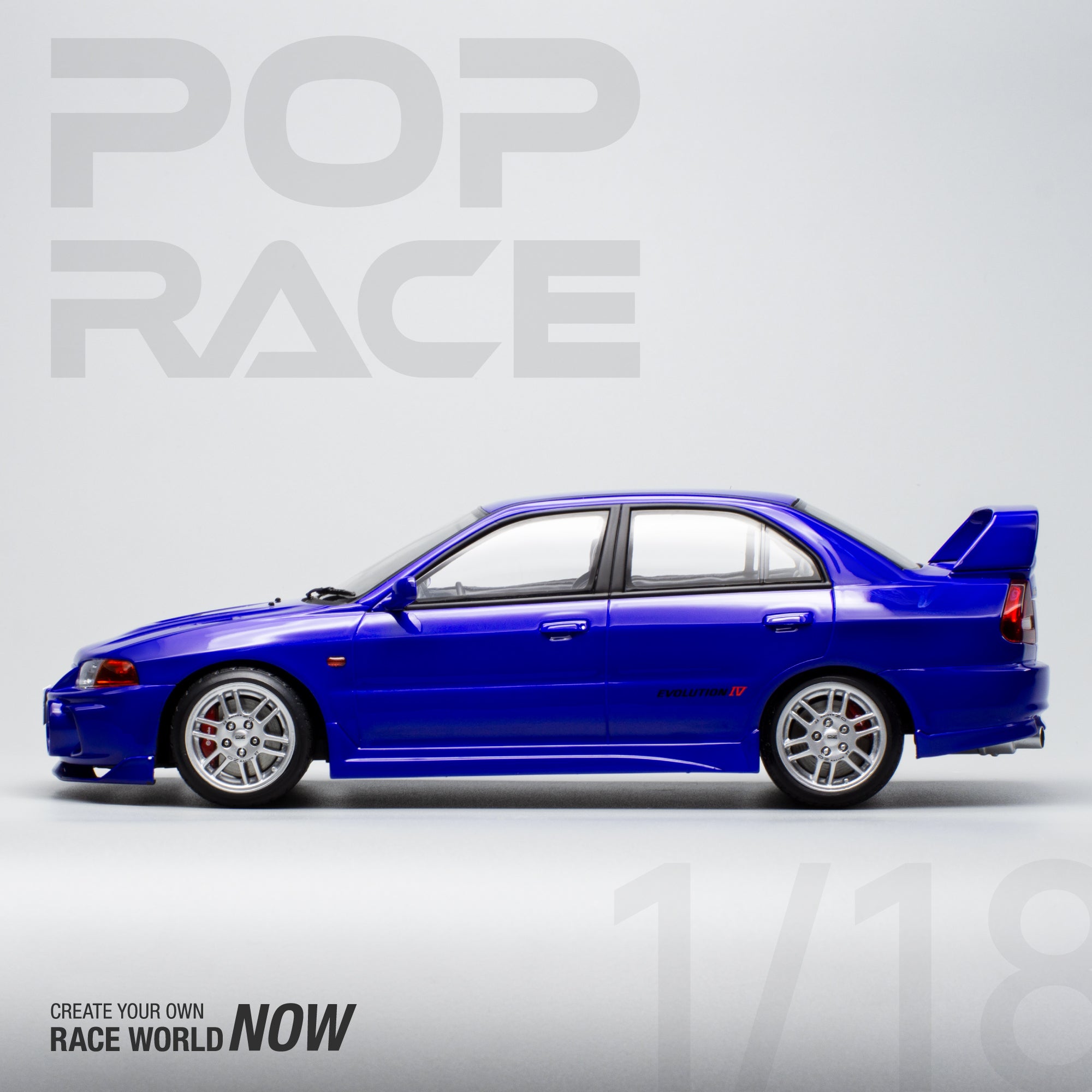 *PREORDER* Pop Race 1/18 Mitsubishi Lancer EVO IV in Blue
