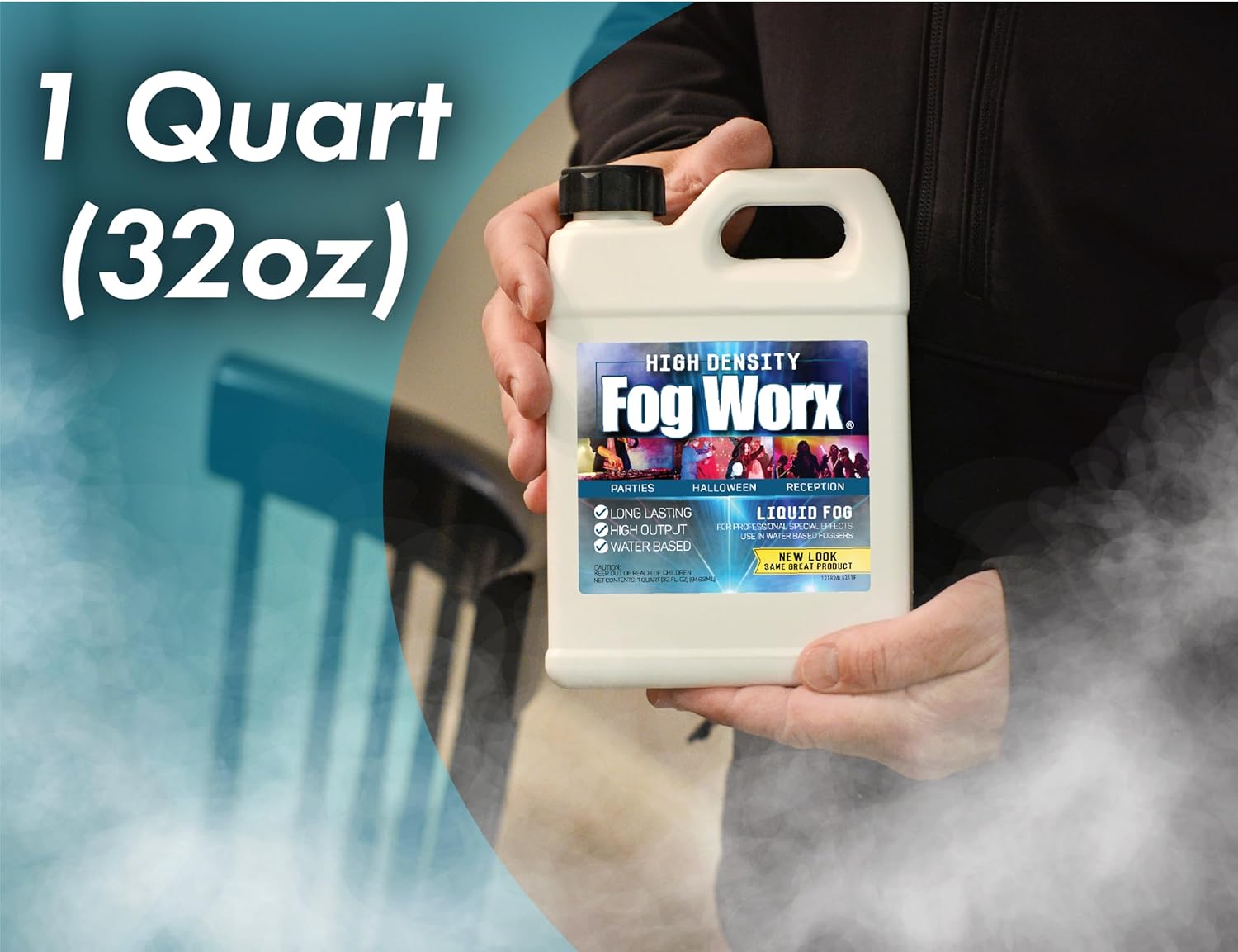 FogWorx Extreme High Density Fog Juice - Quart – 32 Fluid Ounces of Long Lasting, High Output, Odorless Water Based Machine Fluid for 400 to 1500 Watt Machines