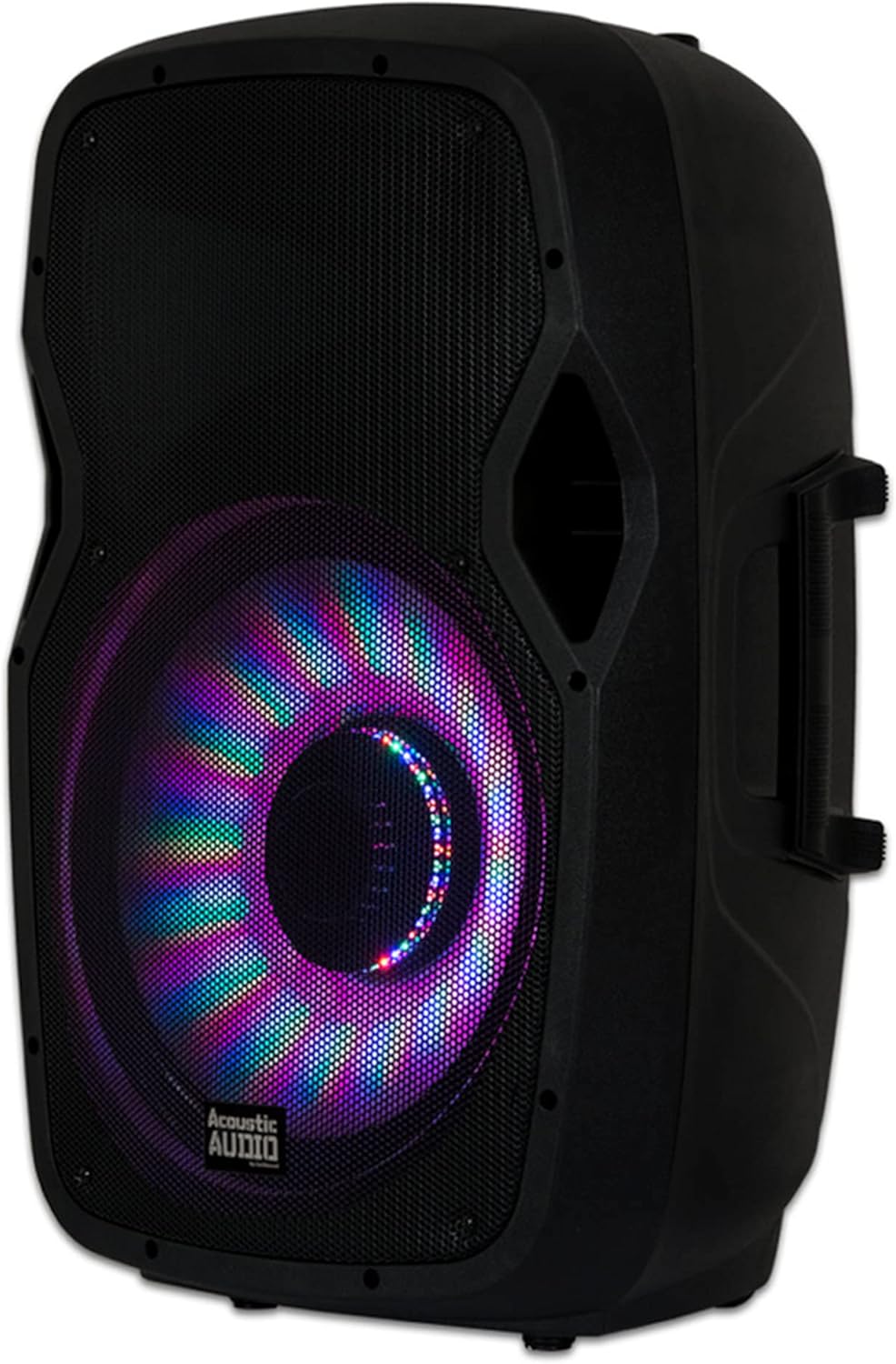 Acoustic Audio by Goldwood 1000W Bluetooth Speaker w/ Flashing LED, Large Plug-In PA System w/ Stand, Mic, & Remote for Karaoke, DJ, or Tailgate Party