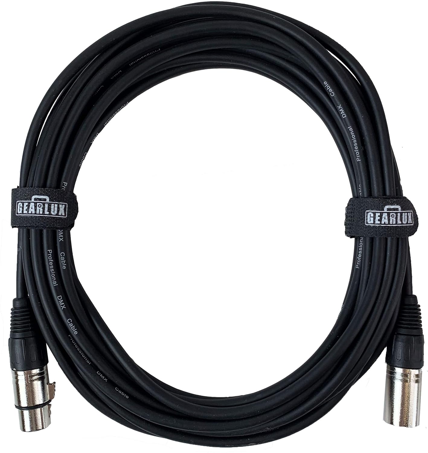 Gearlux DMX Cable, 3 Pin, Male to Female, 25 Feet - 2 Pack