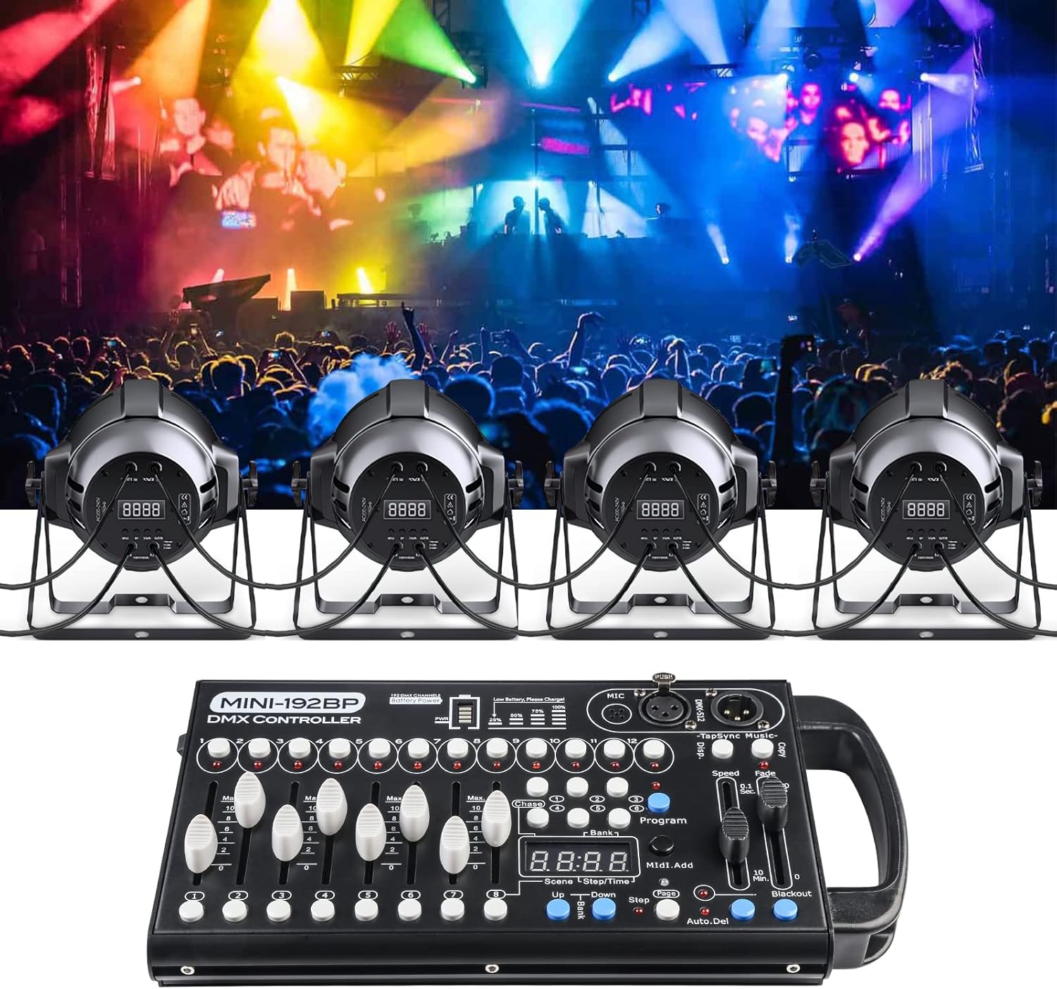 Battery Dmx Controller with Midi, Portable Dmx Controller for Moving Head Lights, Dmx 192 Controller Lighting Console, Dmx512 Controller with Built-in Battery