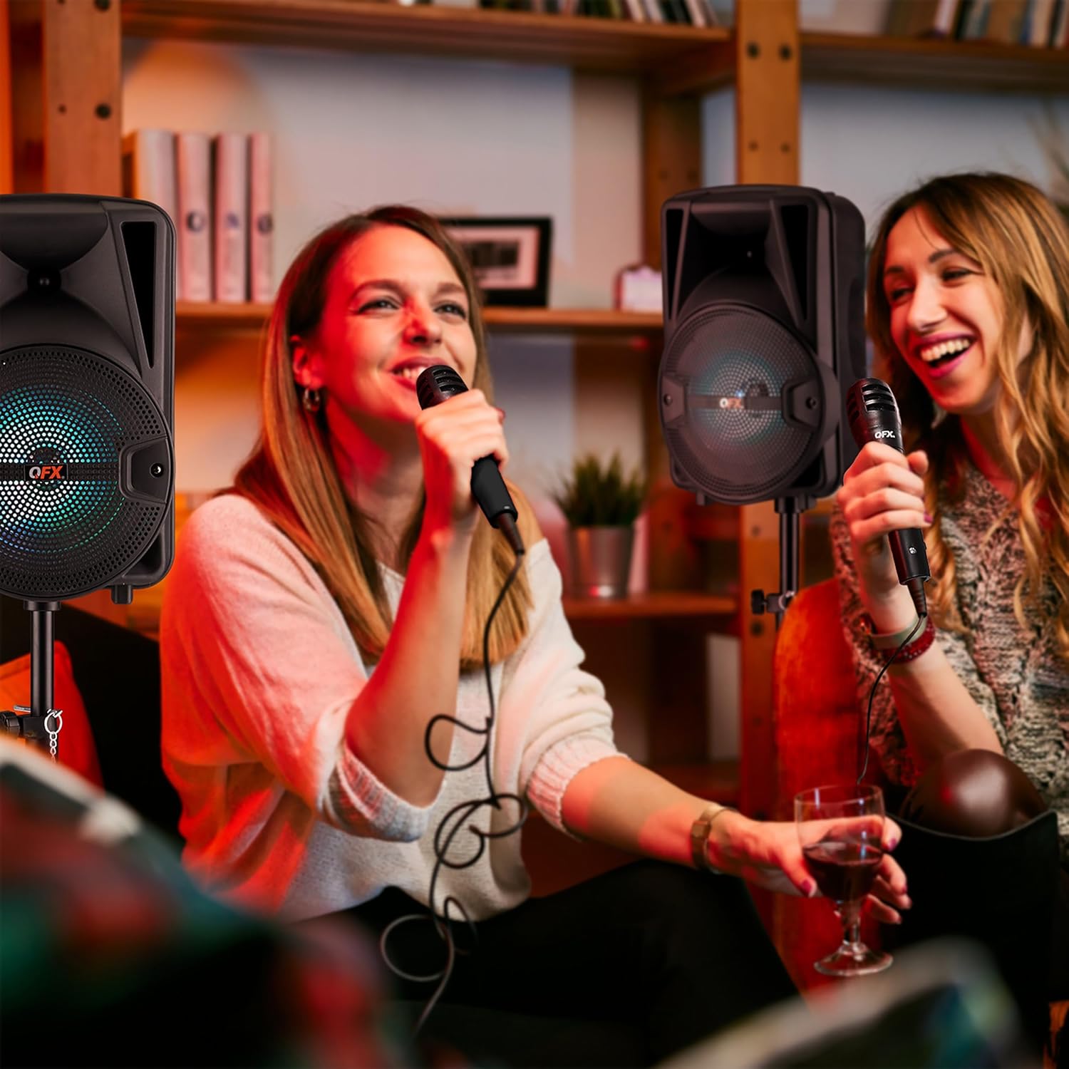 QFX PBX-800TWS 8-Inch TWS Bluetooth Stereo PA System with 2 8