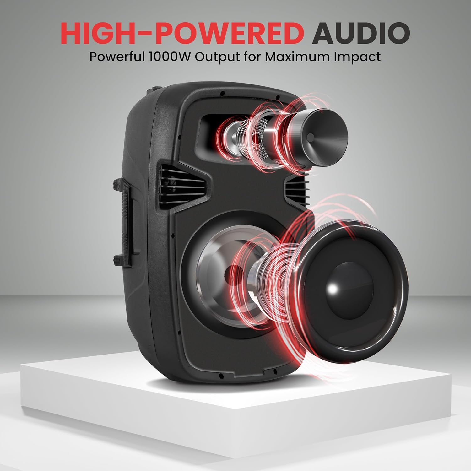 Pyle Powered Bluetooth PA Speaker Kit - Event Ready - Just Plug In and Play Active and Passive 350w Loudspeakers with Wired Microphone, Speaker Stands, Remote - MP3/USB/SD/AUX inputs - PPHP849KT