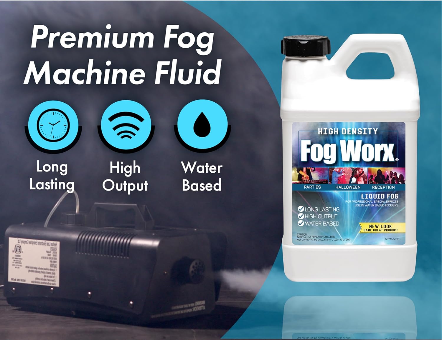 FogWorx Extreme High Density Fog Juice - Quart – 32 Fluid Ounces of Long Lasting, High Output, Odorless Water Based Machine Fluid for 400 to 1500 Watt Machines