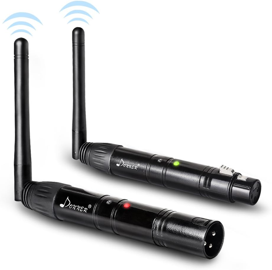 Donner 2PCS DMX512 DMX Dfi DJ 2.4G Wireless 1 Receiver with Light Dome& 1 Transmitter Stage Lighting Control (Black)
