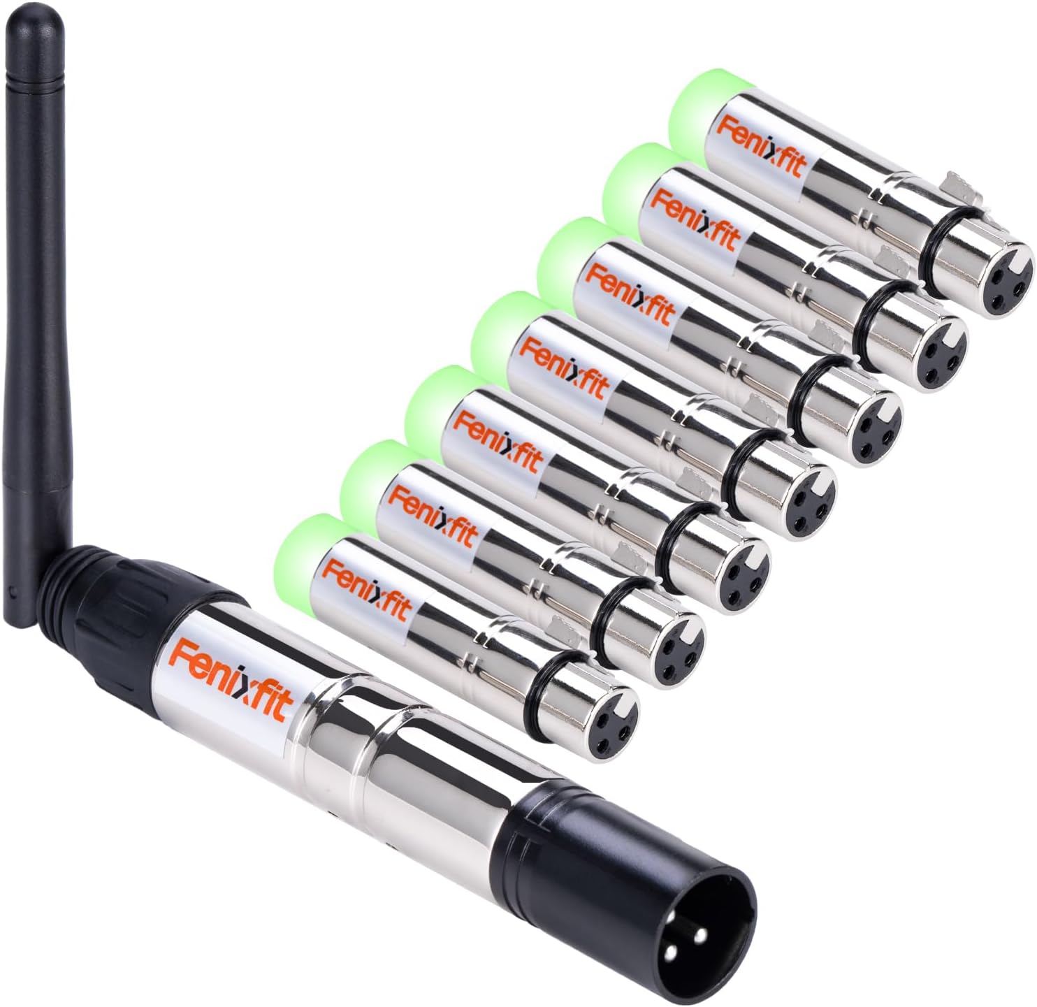 Wireless DMX512 Transmitter Receiver No Latency DJ 2.4G DMX Wireless 1 Transmitter & 7 Receivers Long Transmission Range DMX Light Controller for LED Stage Disco Lighting