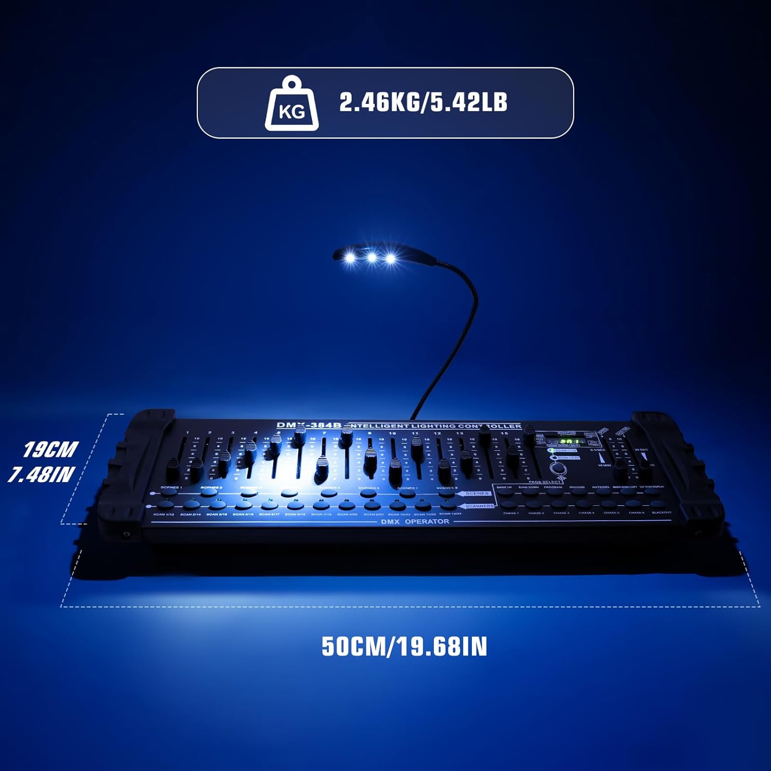 DMX Controller, 192 Channel DMX 512 Light Controller DMX Console Stage Light Controller Panel Use for Editing Program of Stage Lighting Runing for DJ, Shows, Party, Christmas and Halloween