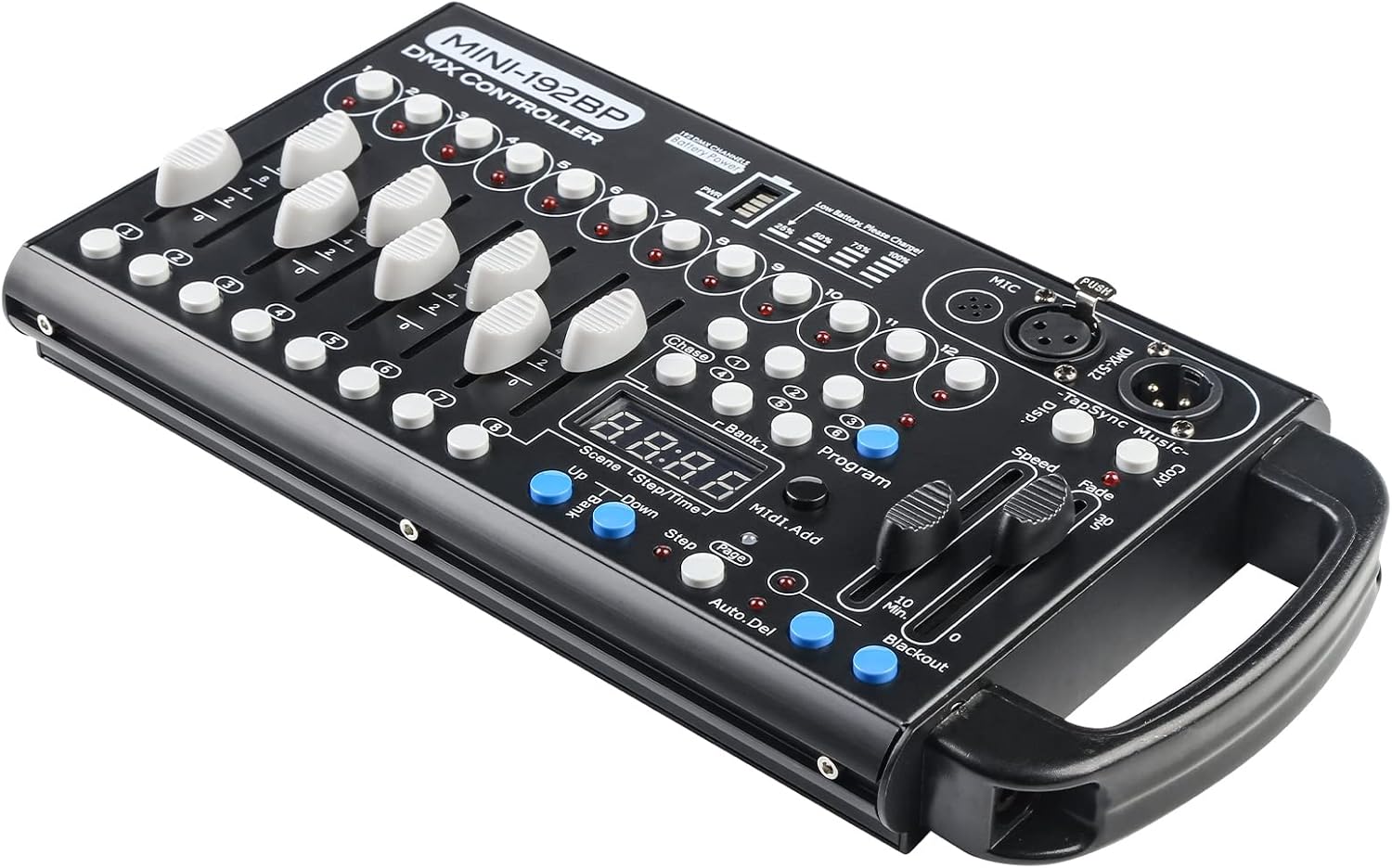 Battery Dmx Controller with Midi, Portable Dmx Controller for Moving Head Lights, Dmx 192 Controller Lighting Console, Dmx512 Controller with Built-in Battery