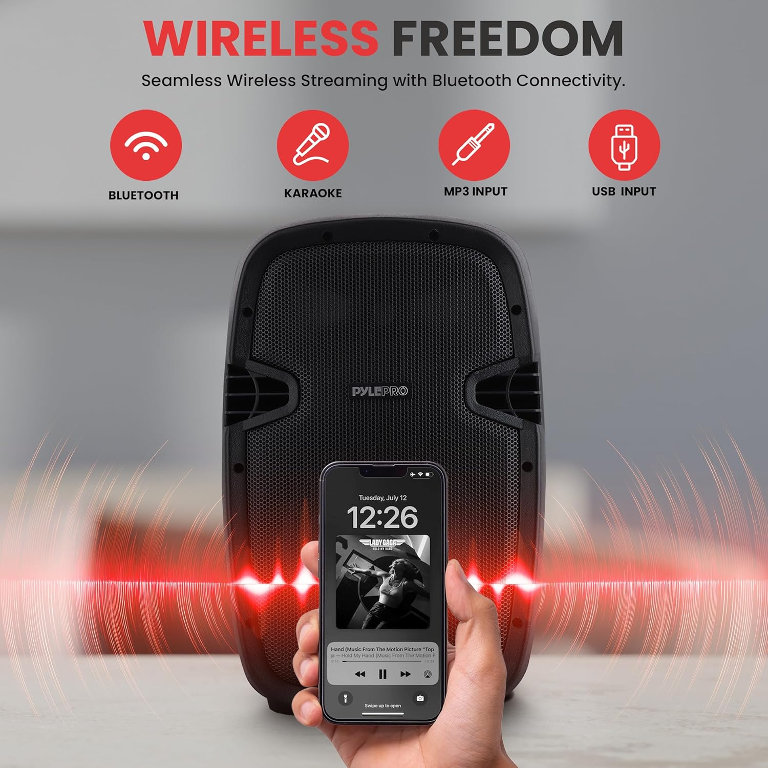 Pyle Powered Bluetooth PA Speaker Kit - Event Ready - Just Plug In and Play Active and Passive 350w Loudspeakers with Wired Microphone, Speaker Stands, Remote - MP3/USB/SD/AUX inputs - PPHP849KT