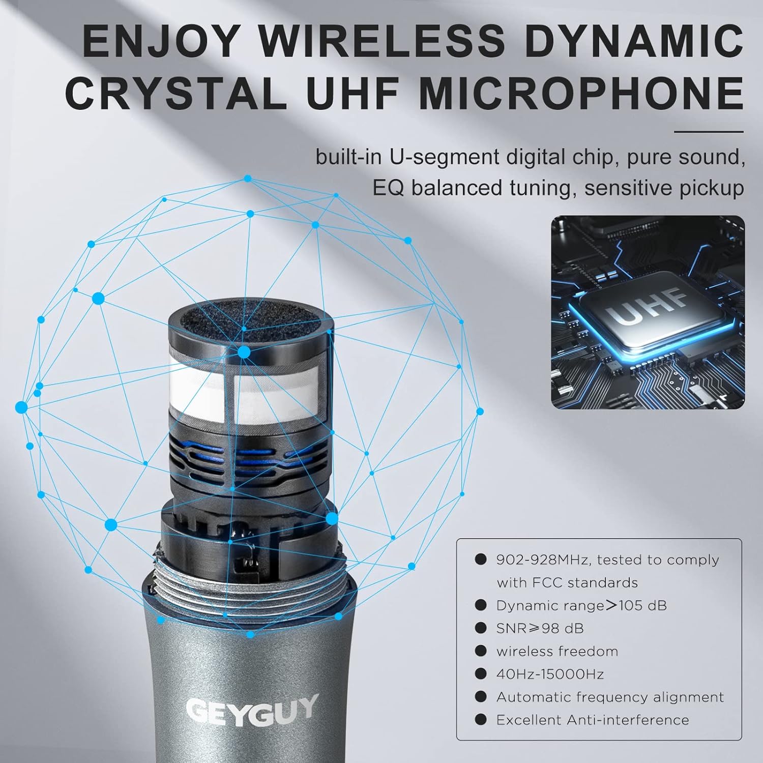 GTSK12-2 Portable Bluetooth PA Speaker System - 12'' Subwoofer, UHF Wireless Mics, TWS Stereo Pairing, USB-C/MP3/SD/FM/AUX, Rechargeable Battery, Rolling Wheels for Party, Events