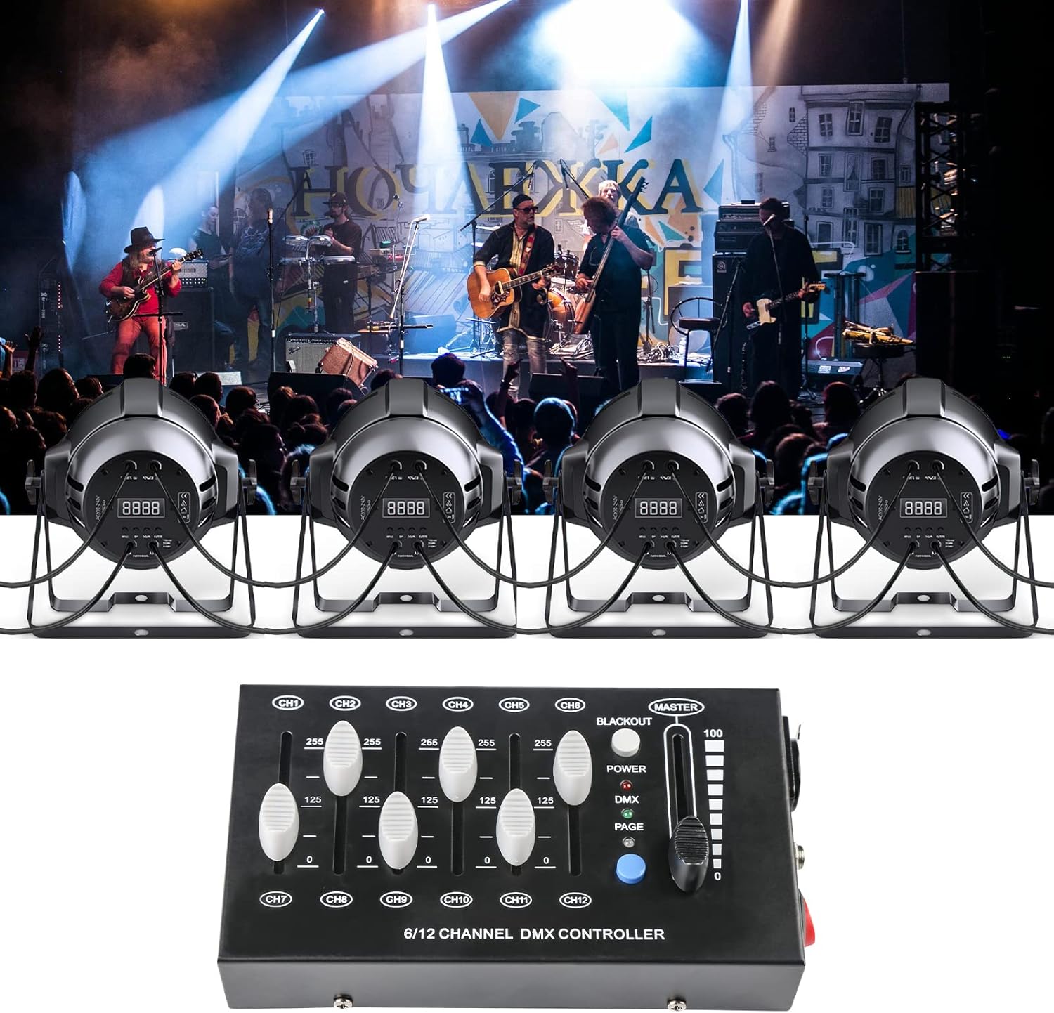 MAD OWL 12 Channel DMX dimming Controller, mini dj Lighting Controller,DMX512 Signal Protocol dimmer Suitable for Small Stage Lighting