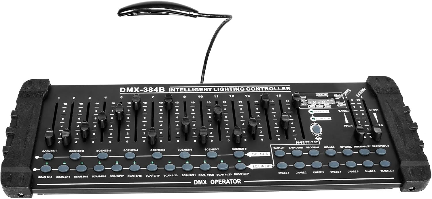 DMX Controller, 192 Channel DMX 512 Light Controller DMX Console Stage Light Controller Panel Use for Editing Program of Stage Lighting Runing for DJ, Shows, Party, Christmas and Halloween