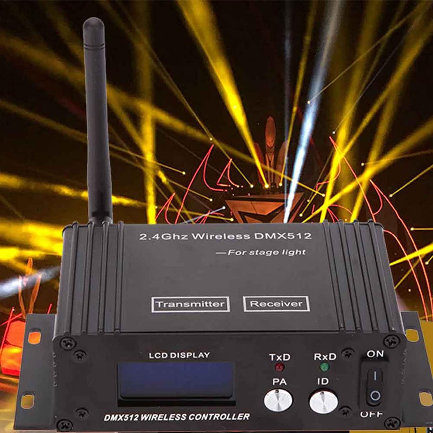 Lixada DMX 512 Controller 2.4G Wireless Transmitter Receiver LCD Display Power Adjustable Repeater Lighting Dimmer Controller for Disco DJ Party Light