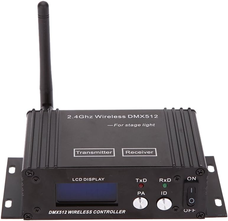 DMX512 Controller 2.4G Wireless Controller Transmitter Receiver LCD Display Power Adjustable Lighting Repeater Controller 16 Groups ID Coding for Party DJ Show Club Stage Disco Stage Light