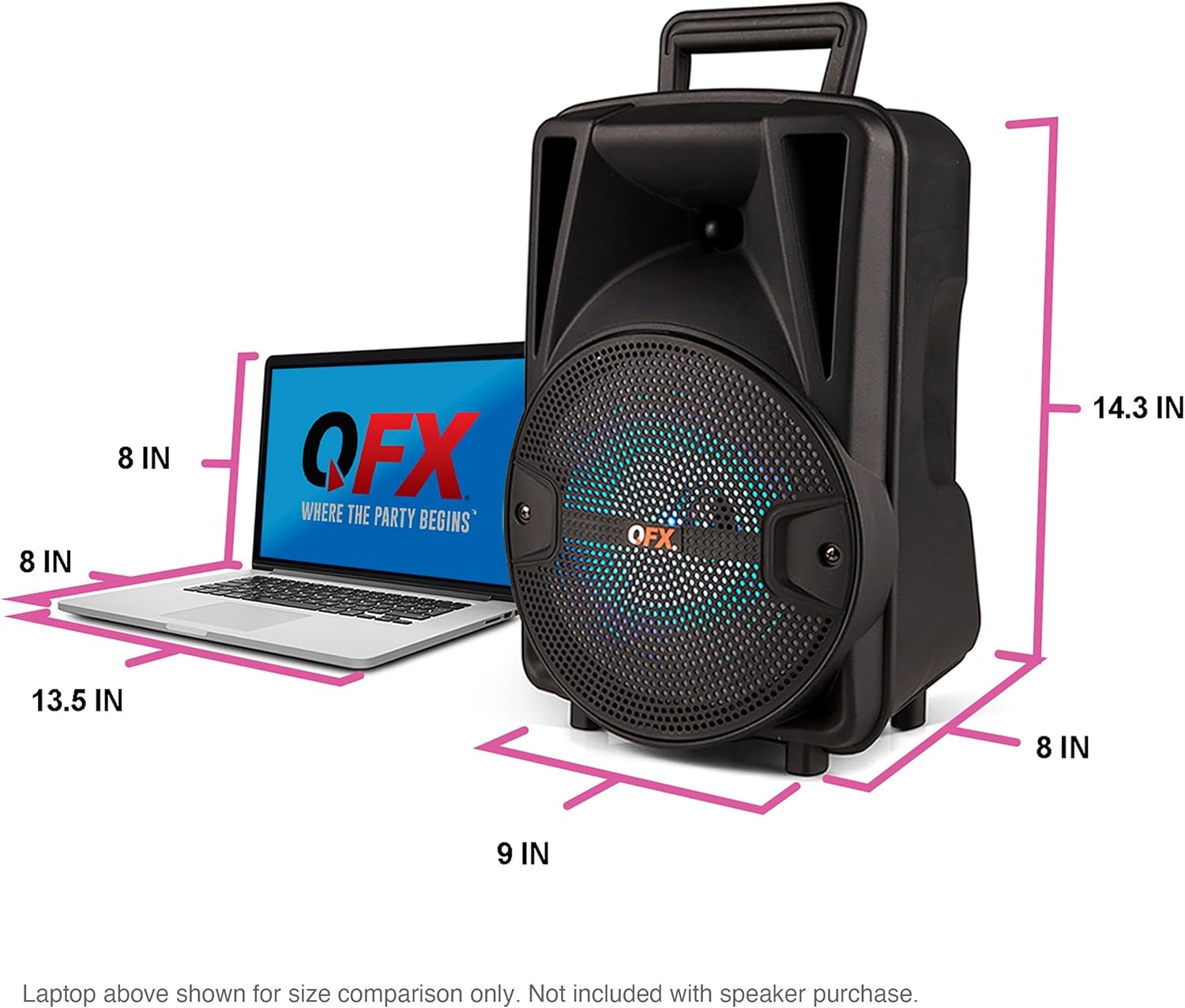 QFX PBX-800TWS 8-Inch TWS Bluetooth Stereo PA System with 2 8
