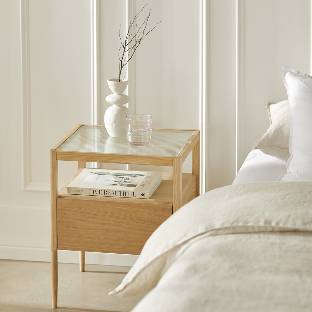 Florence Natural Bedside Table Adairs