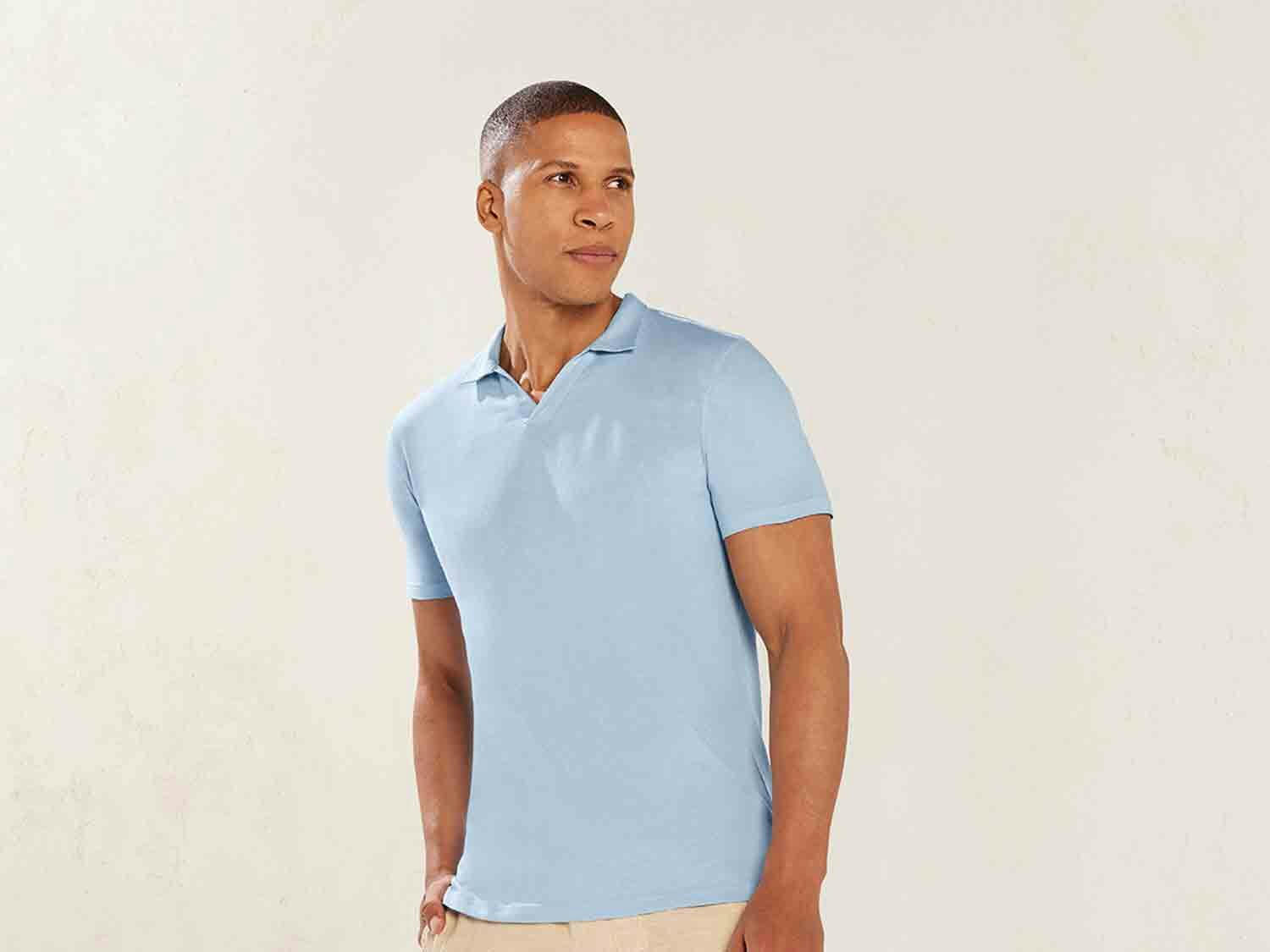 Polo de lino manga corta para hombre