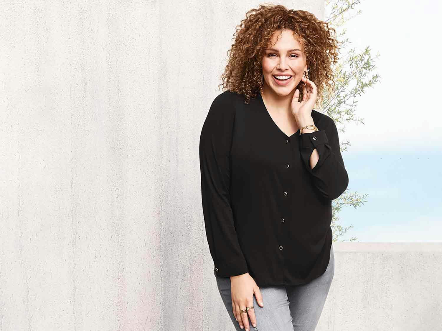 Blusa con escote de pico para mujer tallas grandes