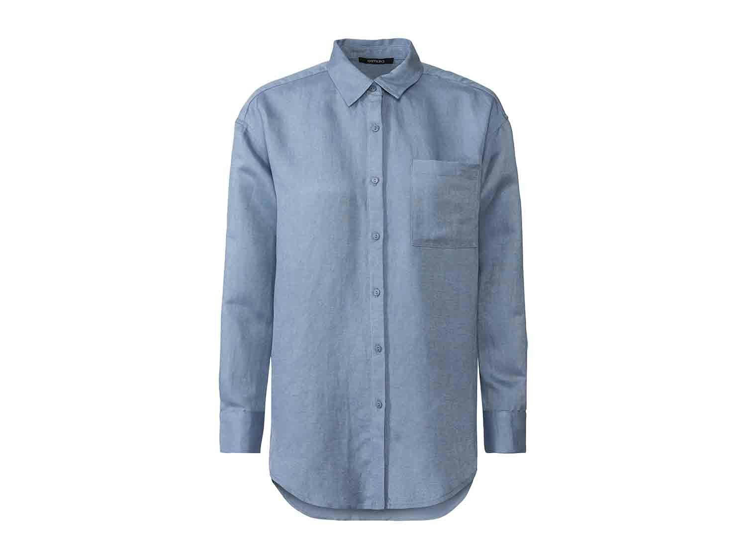 Camisa de lino de manga larga para mujer