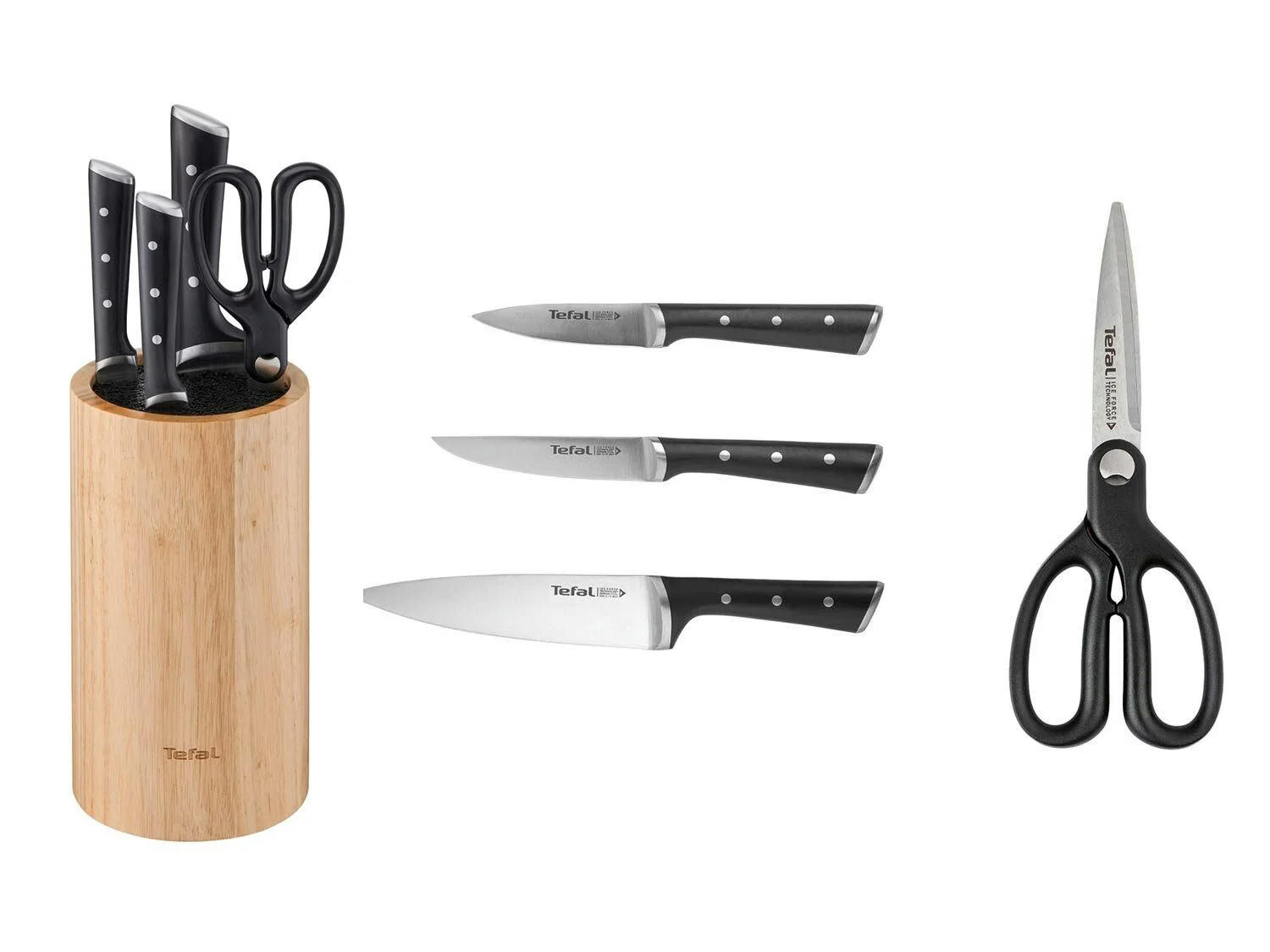 Tefal ® Set de cuchillos y tijeras con bloque