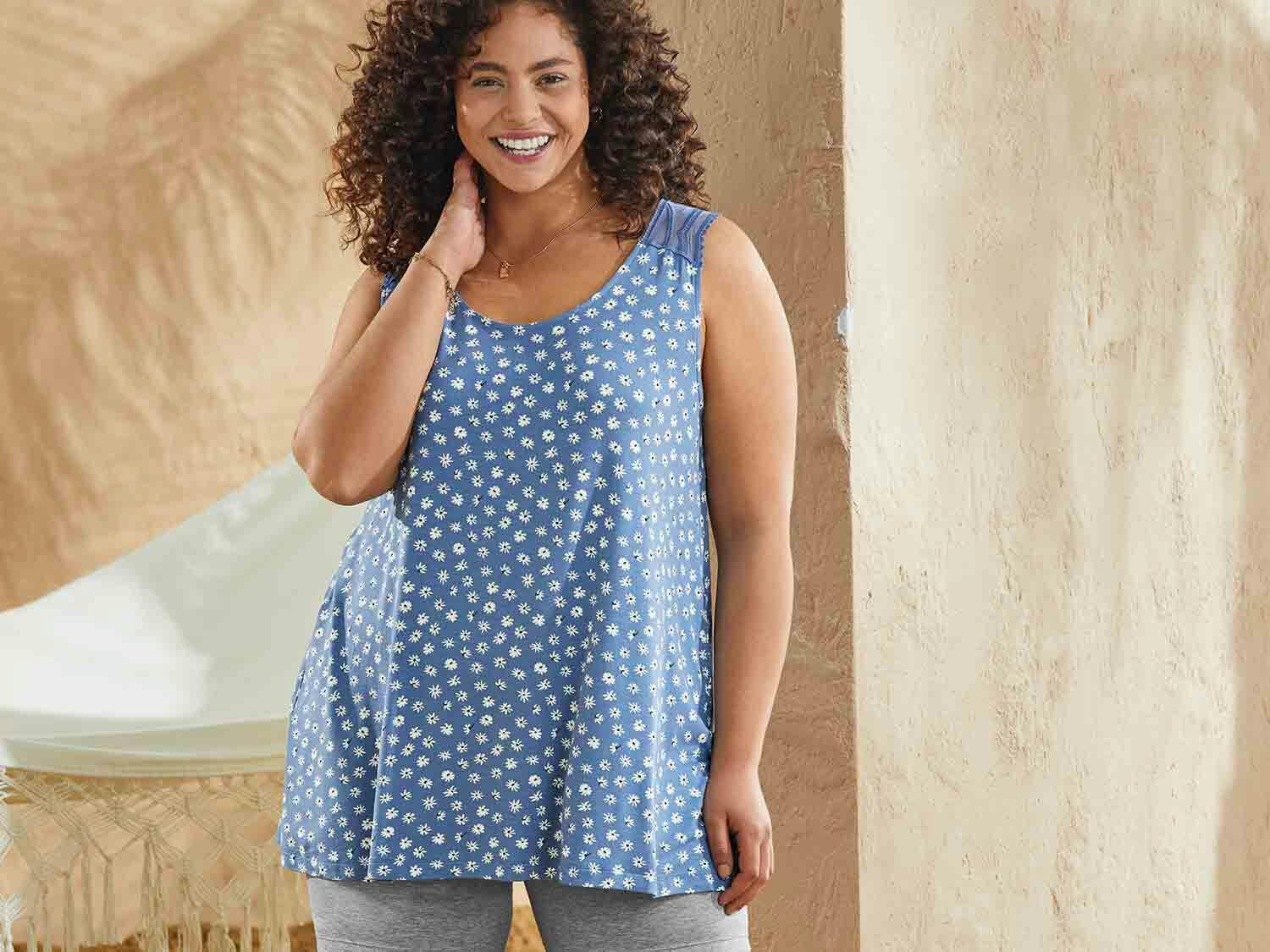 Camiseta con encaje para mujer tallas grandes