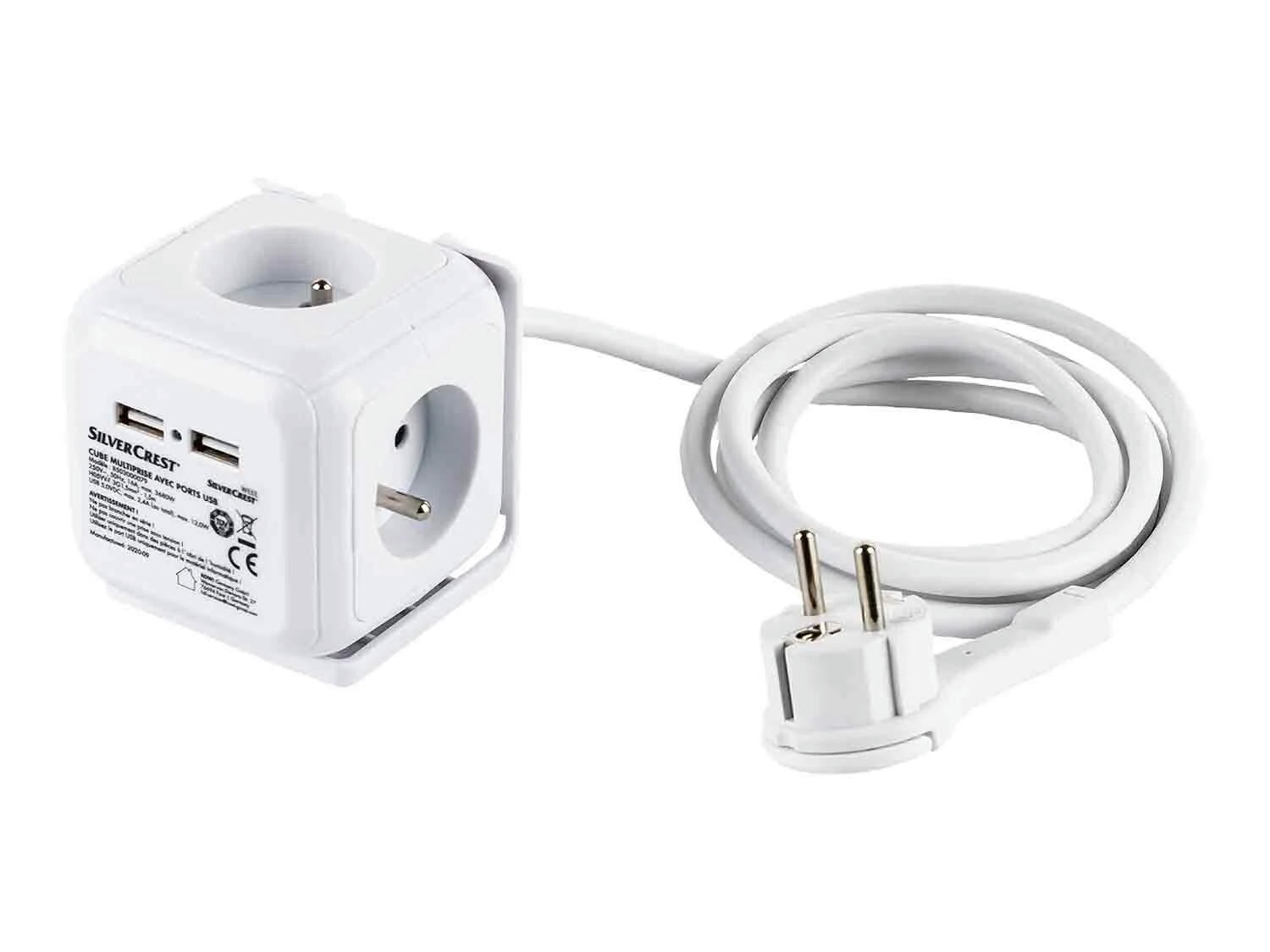 Regleta cubo de enchufes con tomas USB