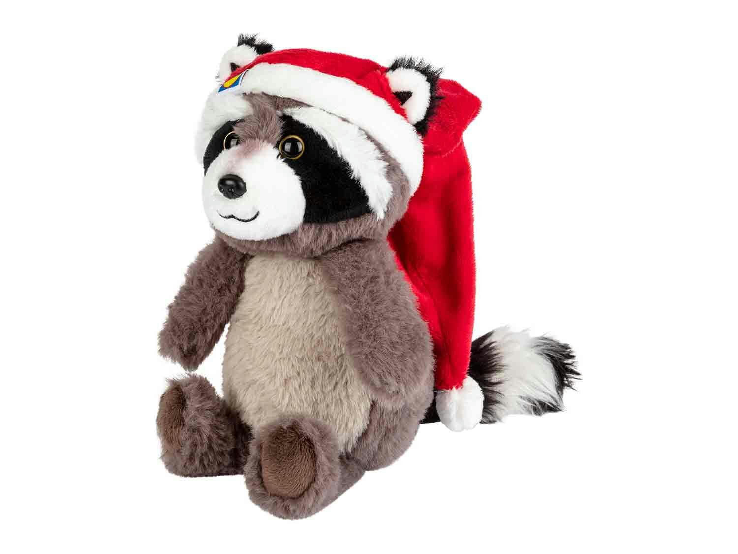 Peluche de mapache navideño