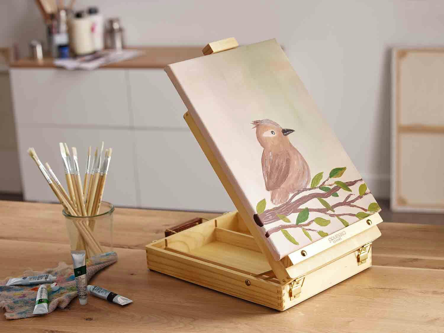 Caballete de sobremesa con maletin para pintura