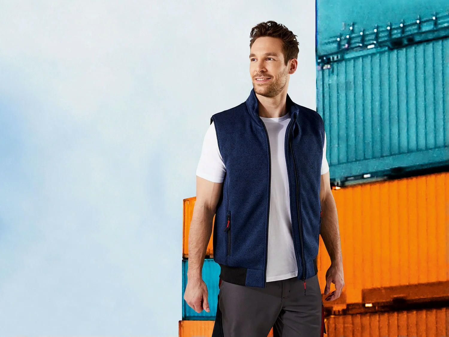 Chaleco polar de punto para hombre con cremalleras