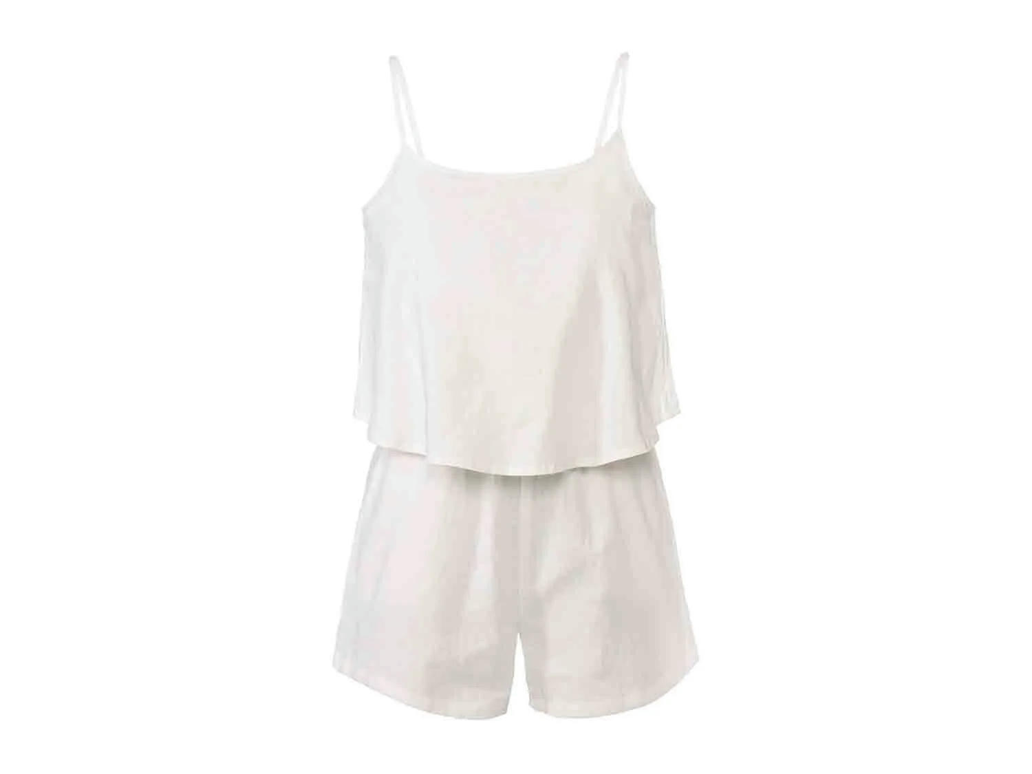 Mono de lino con tirantes para mujer