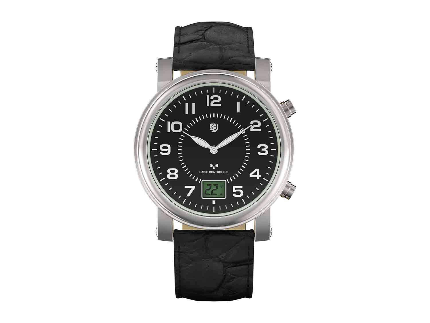 Reloj radiocontrolado cuero negro para hombre