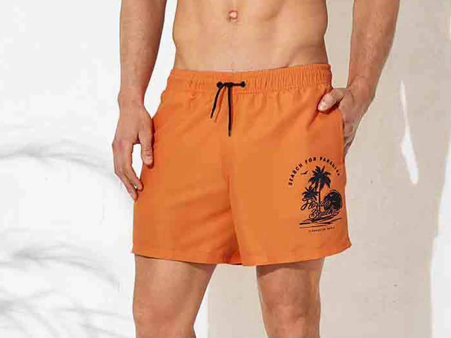 Bañador bóxer para hombre naranja/ estampado
