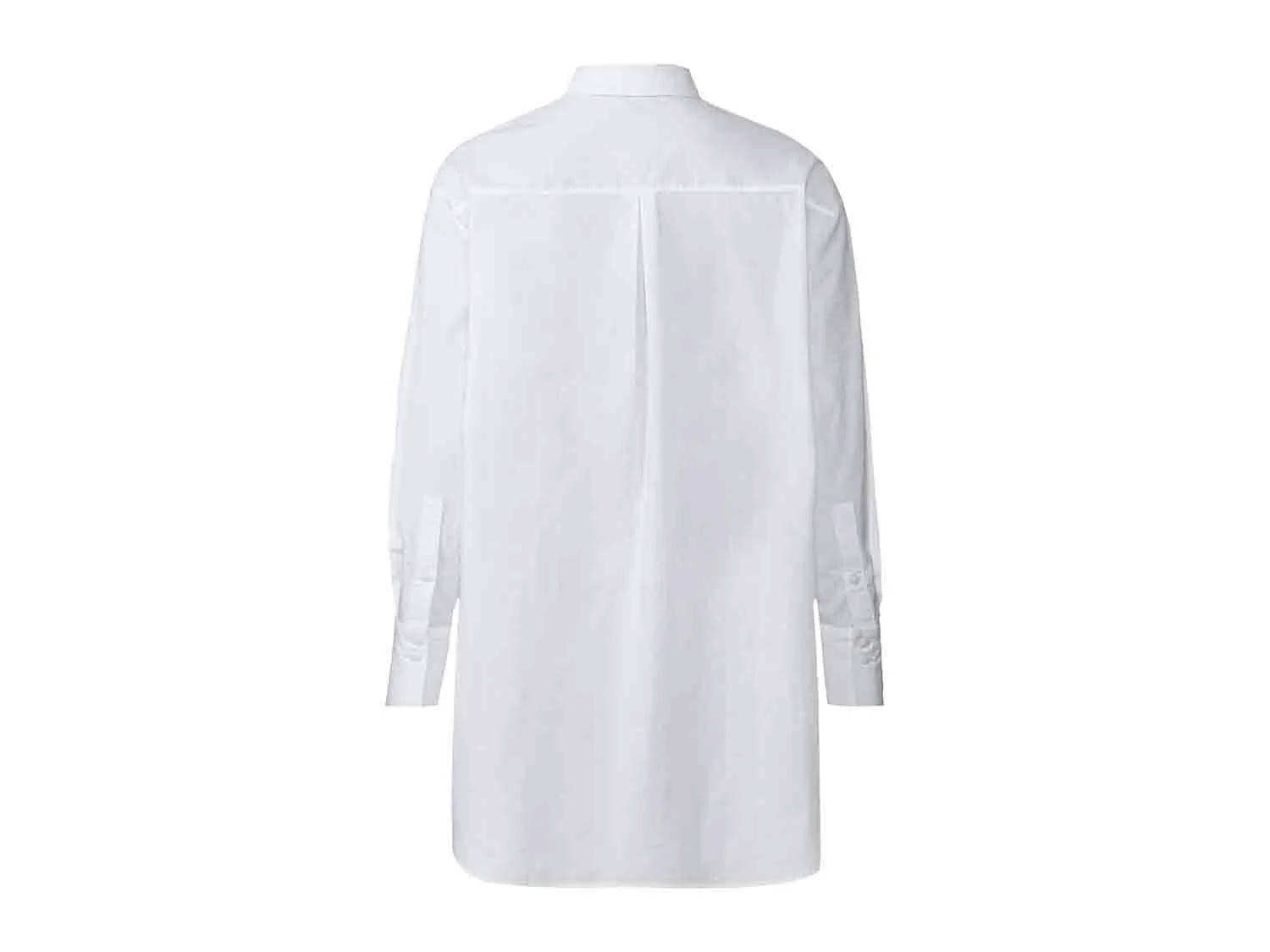 Blusa larga blanca con bolsillo para mujer