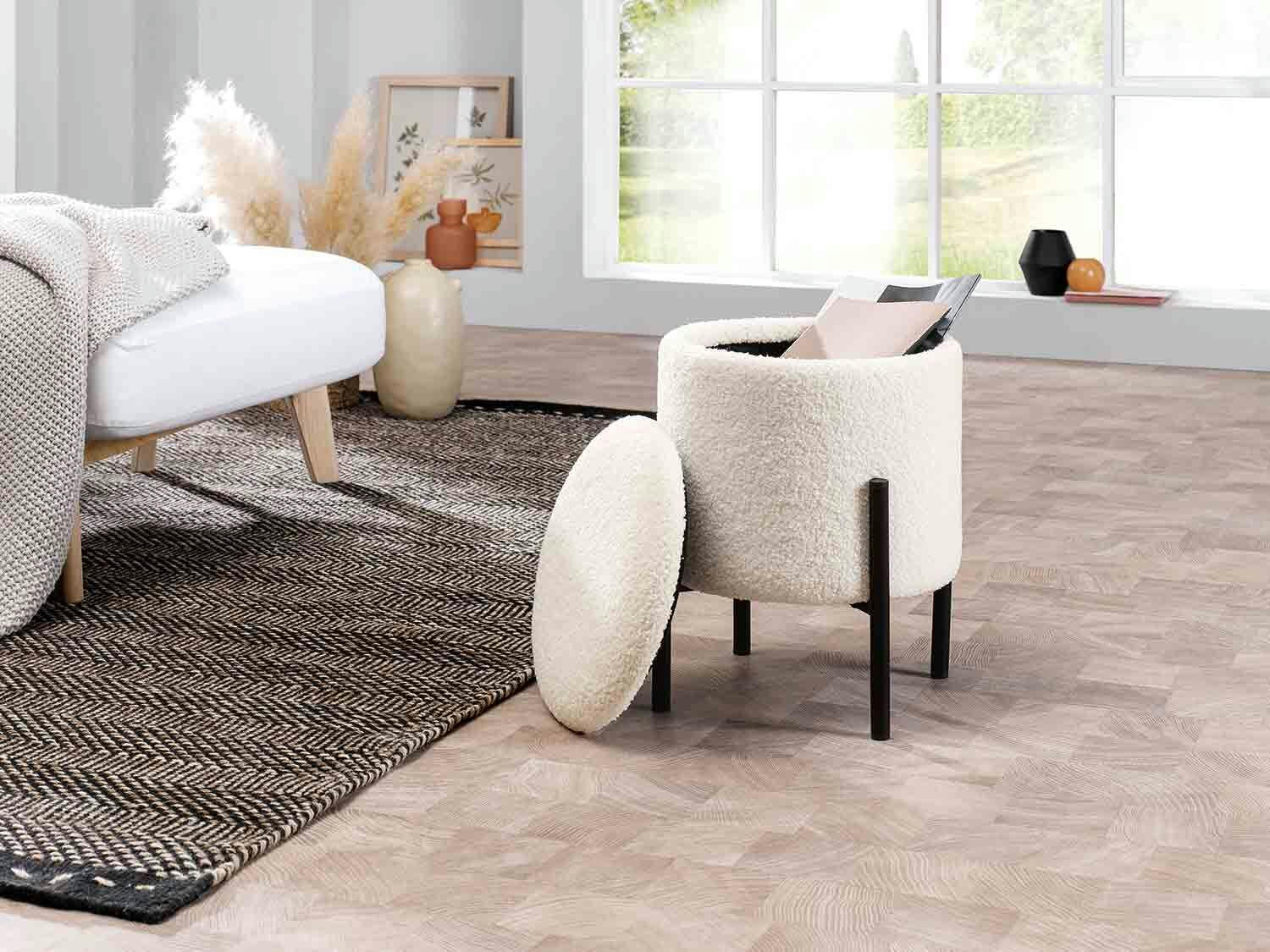 Taburete con almacenaje beige