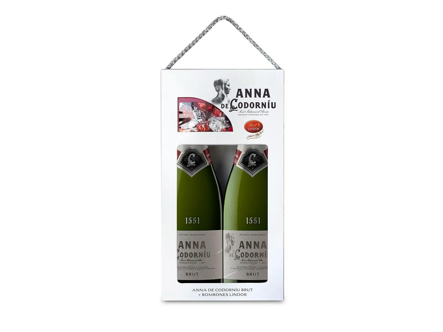Estuche Anna de Codorniu Cava 2 botellas + Bombones Lindt