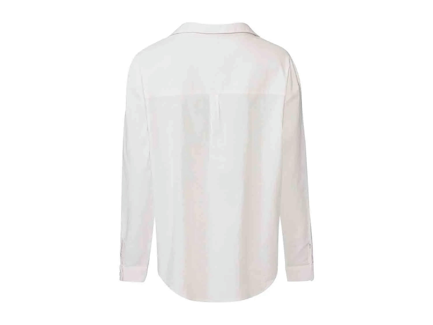 Blusa de cáñamo con cuello Kent blanco para mujer