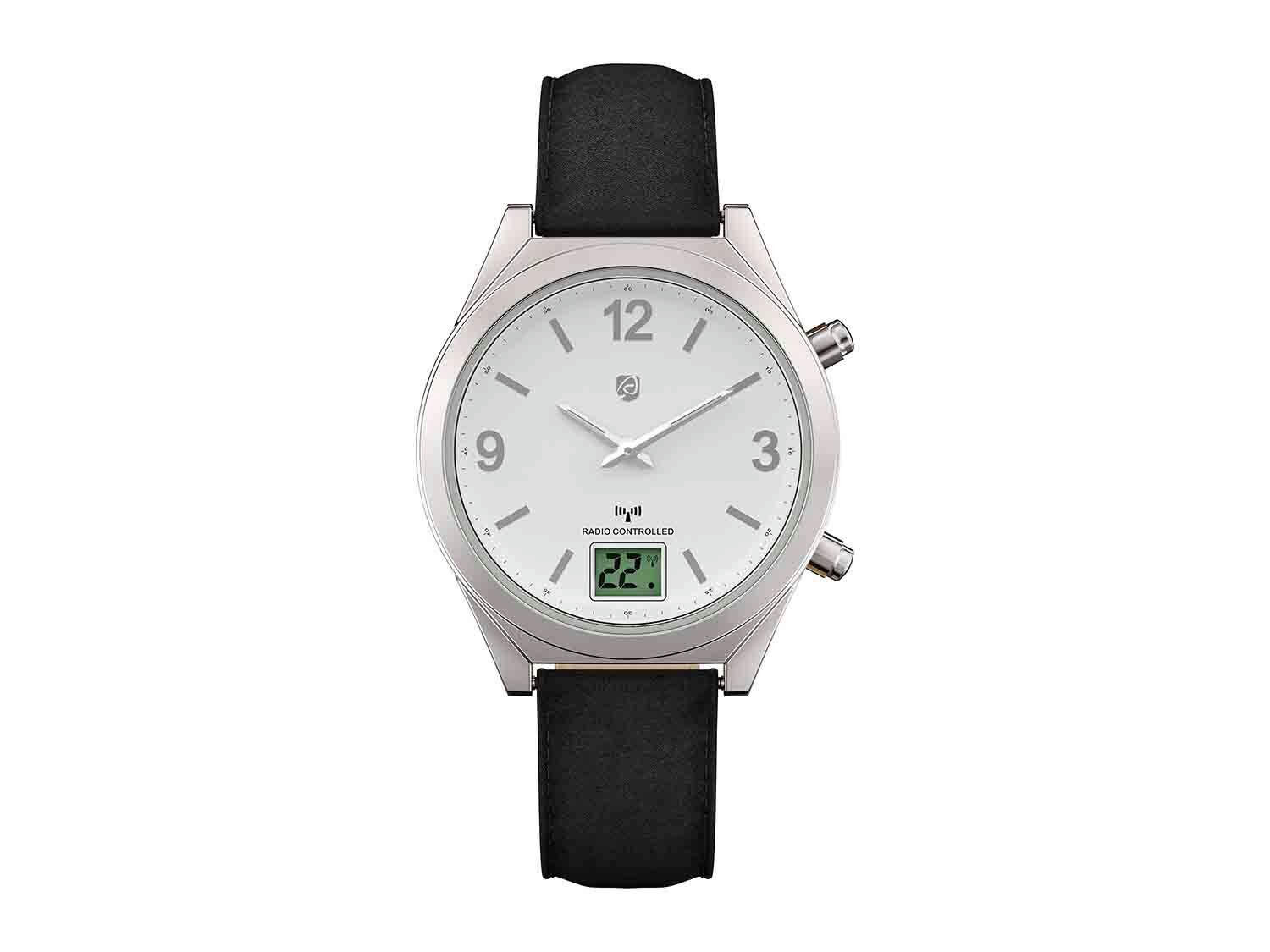 Reloj radiocontrolado cuero negro para mujer